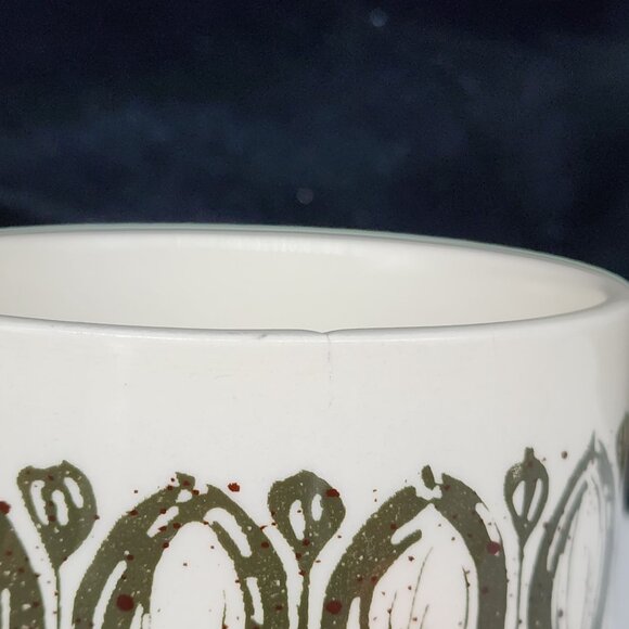 MCM Bilton England Cream and Sugar Bowl Ceramic White Green Ovals VTG - Picture 9 of 9